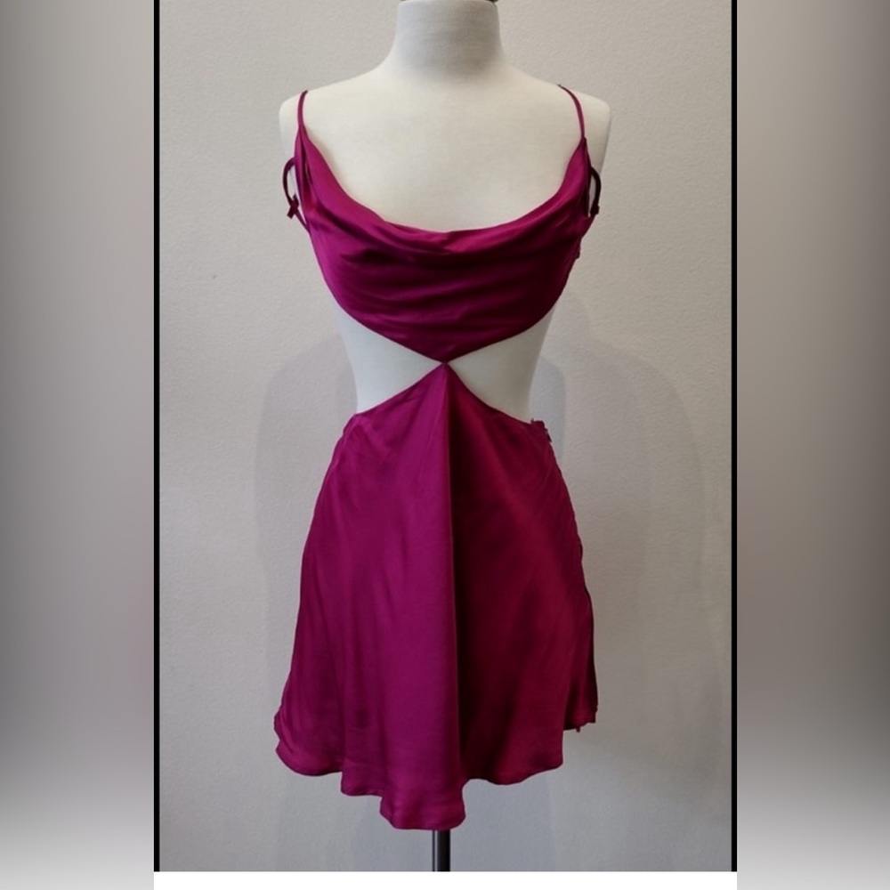 Olivaceous cut out magenta dress size small